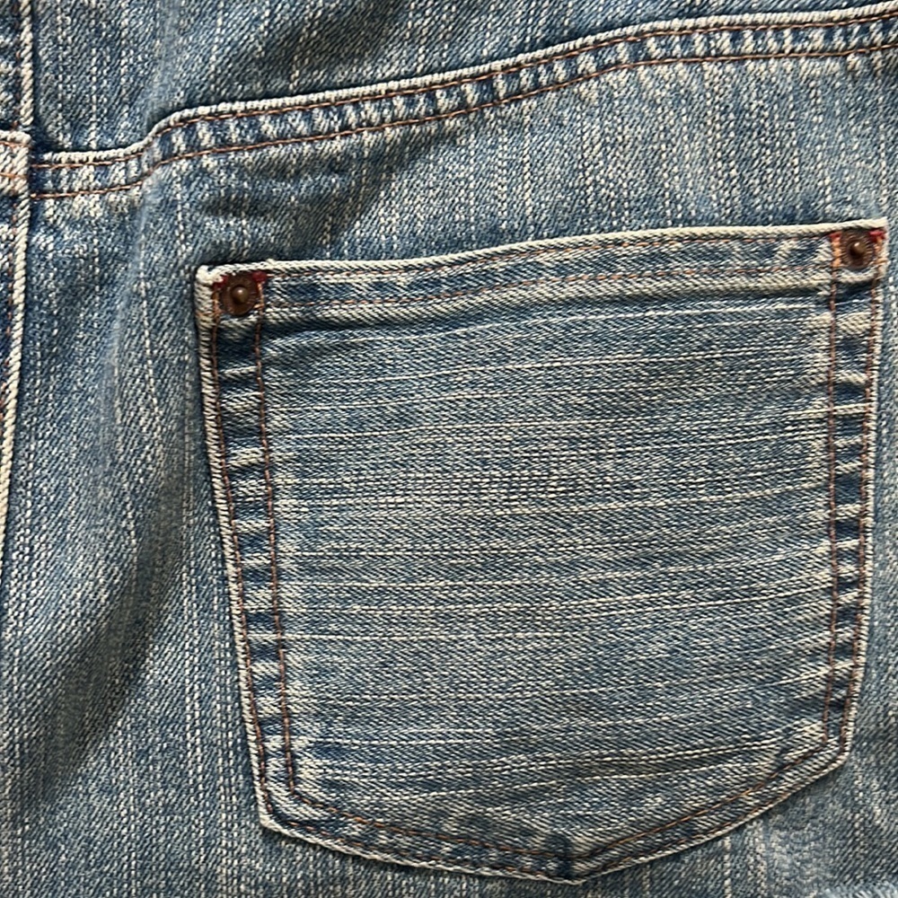 𝅺hollister Jean Skirt Distressed Mini Skirt size 11 - Picture 6 of 8